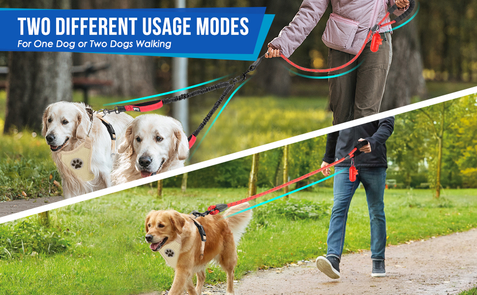 TWO DIFFERENT USAGE MODES For One Dog or Two Dogs Walking